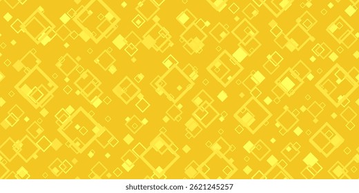 Vector Yellow Tech Finance Fintech Background. Abstract Pixel Seamless Pattern. Digital Business Technology or Science Research Presentation Backdrop.