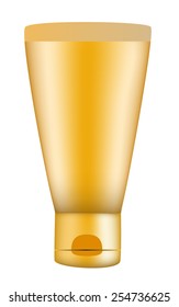 Vector yellow template of tube with cream - cosmetic product.