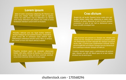vector yellow text label with the pointer on bottom