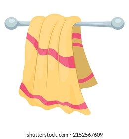 Vector yellow towel. Colored flat illustration.
