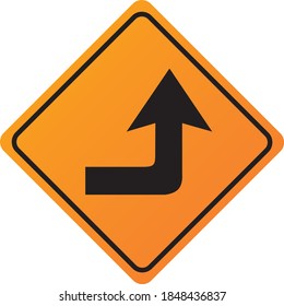 vector yellow traffic signal sign with arrow square frame board upside turn
