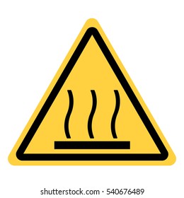 vector yellow triangle with a safety sign hot surface