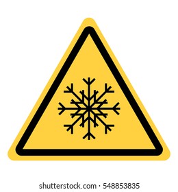 Vector yellow triangle safety sign with sub-zero temperatures