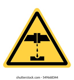 vector yellow triangle safety sign with chemical or corrosive substances