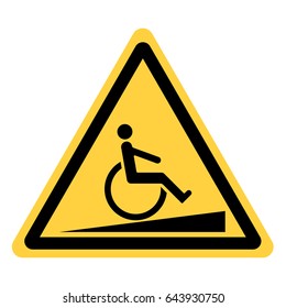 vector yellow triangle safety sign with insurmountable obstacles for the disabled