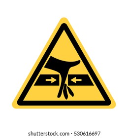 vector yellow triangle security hand caught in the moving mechanisms