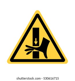vector yellow triangle security hand caught in the moving mechanisms