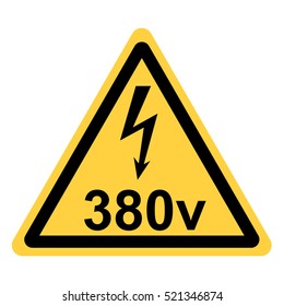 vector yellow triangle security icon and the words electricity volts