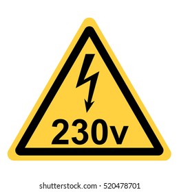 vector yellow triangle security with the sign of electricity and the reference volt