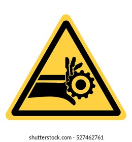 vector yellow triangle security with the sign hand caught in the operating mechanism