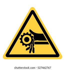vector yellow triangle security with the sign hand caught in the operating mechanism
