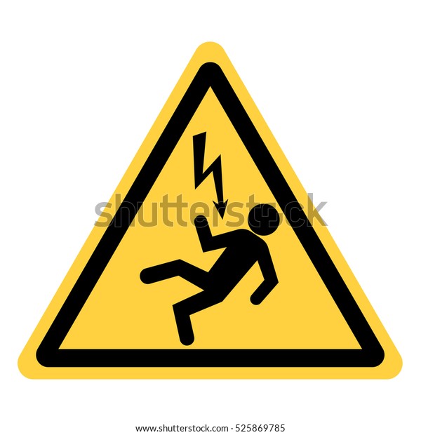 vector yellow triangle security with the sign a\
man who has an electric\
current