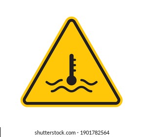 Signo de triángulo amarillo vectorial - silueta negra a alta temperatura. Aislado sobre fondo blanco.