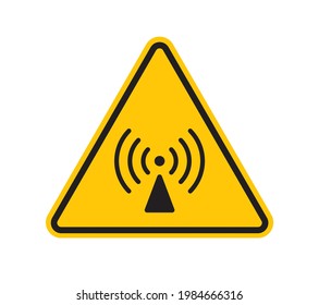 Vector yellow triangle sign - Eradiation sign. Isolated on white background.