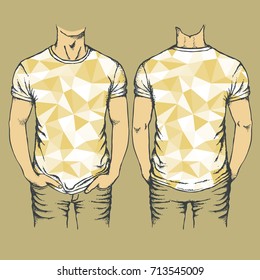 Vector yellow t-shirts templates. Set of yellow templates t-shirts