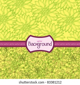 Vector yellow wallpaper with beautiful abstract green flowers