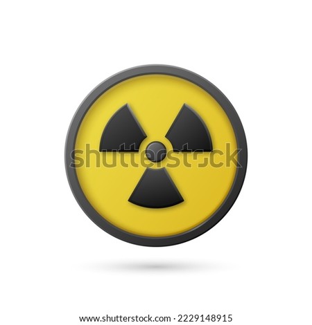 Vector Yellow Warning, Danger Radiation Sign, Button Badge Icon Isolated. Nuclear Power Station, Radioactive Warning Symbol. Circle, Round Dangerous Sign. Design Template. Front View