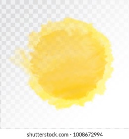 Vector yellow watercolor sun, isolated on transparent background. Illustration.