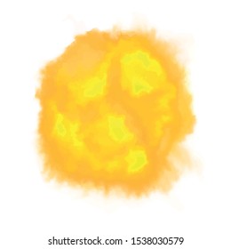 Vector yellow watercolor sun, isolated on white background. Illustration.