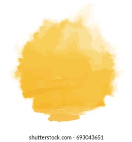 Vector yellow watercolor sun, isolated on white background. Illustration.