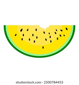 vector yellow watermelon slices. watermelon. fruit theme. flat design. simple design. cartoon style. watermelon taste. bite marks