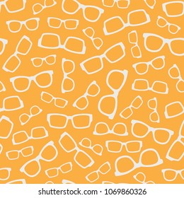 Vector Yellow White Glasses Seamless Pattern Background. Surface pattern design perfect for fabric, kids, scrapbooking, and home decor projects.