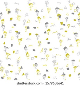 vector of yellow and white stick man