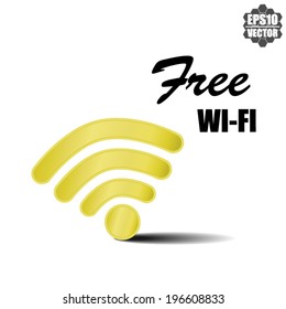 Vector: yellow wifi free sign for business or commercial use. 