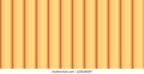 Vector yellow wood planks texture. Plastic vertical siding seamless pattern. Metal urban fence background. Flooring tile shape, top view. Parquet hardwood plank. Striped natural lining material