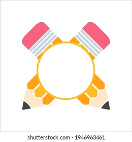 Vector Yellow Wooden Pencil With Eraser Back With a label for adding text.