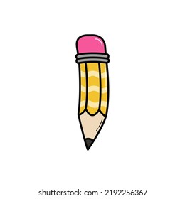 Vector yellow wooden pencil with rubber eraser.Modern design.