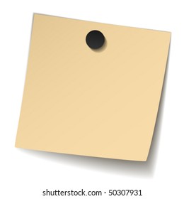 vector yellowed note paper with magnet