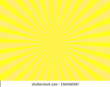 Vector The yellow-orange rays of the sun in the morning In the form of a cartoon background