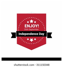 Vector Yemen Independence Day 26 September Red Ribbon Badge. Illustration