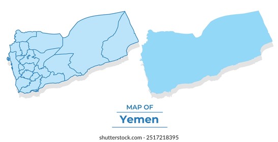 Vector Yemen map set simple flat and outline style illustration