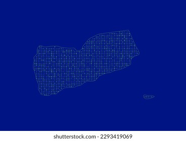Vector Yemen map for technology or innovation or it concepts. Minimalist country border filled with 1s and 0s. File is suitable for digital editing and prints of all sizes.