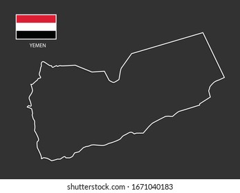 vector Yemen map thin line style.