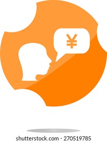 vector Yen currency symbol and man on web button icon