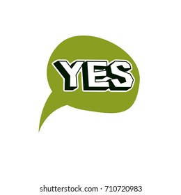 Vector yes checkbox with green checkmark. Confirmation symbol isolated on white.
