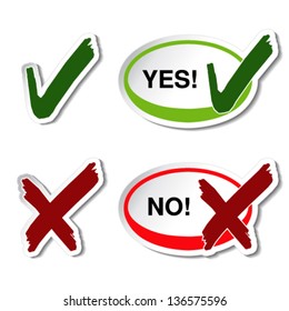 Vector yes no button - check mark symbol