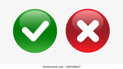 Vector Yes and No check marks on circles. Eps 10