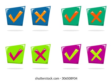 Vector yes no colorful element set with shadows and highlights
