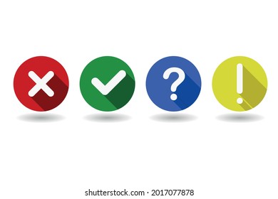 vector yes no question mark exclamation mark flat circle icons