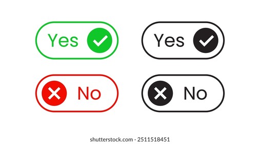 Vetor Sim ou Não Switch Sim Não Botão Vetor Gráfico Vetor Switch: Sim e Não Opções Sim e Não Alternar Vetor do Botão