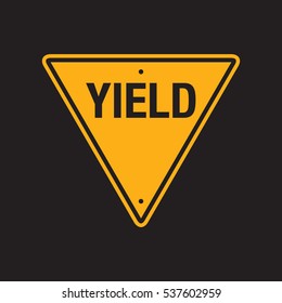 A vector yield sign on a simple black background.