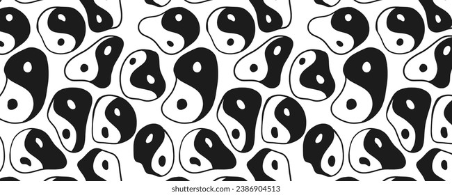 Vector yin yang melt seamless pattern background