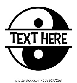 Vector Yin Yang Name Frame on White Background