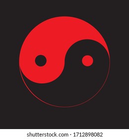Vector yin yang red sign on a black background