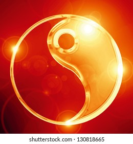 Vector Yin Yang sign on a glowing background