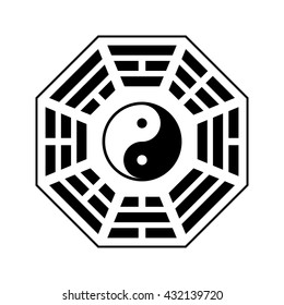 Vector Yin and yang symbol. Modern yin-yang symbol isolated on white background. King Wen "Later Heaven" bagua arrangement